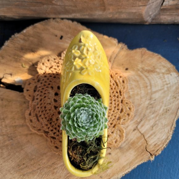 Vintage McCoy Yellow Clog Planter - Picture 2 of 3